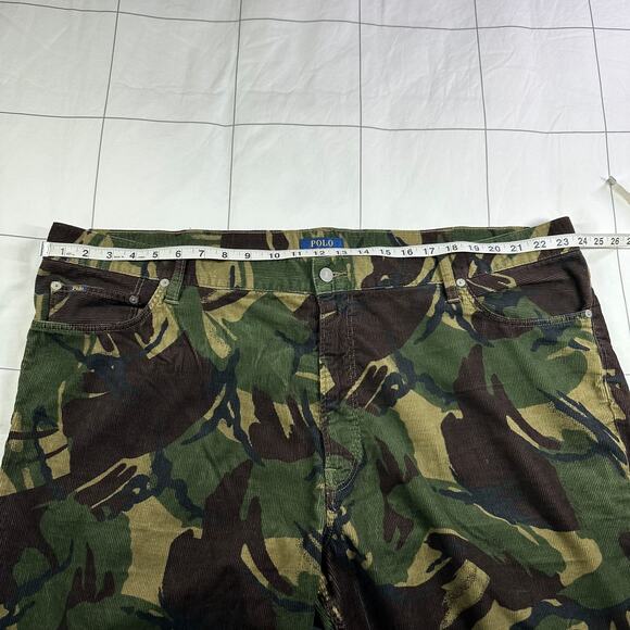 Polo Ralph Lauren Jeans Mens 46BX32 Green Varick Corduroy Camo Slim Straight - Picture 8 of 13